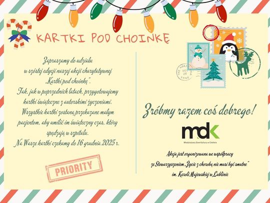 Szósta edycja „Kartek pod choinkę”. Prace można składać do 16 grudnia.