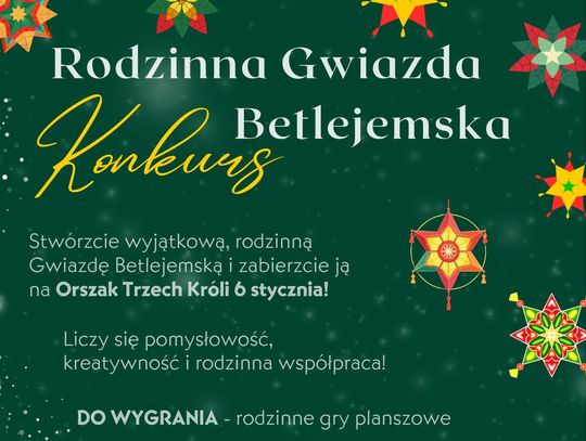 Gminne Centrum Kultury, Sportu i Turystyki w Wojsławicach ogłosiło start konkursu plastycznego „Rodzinna Gwiazda Betlejemska”.