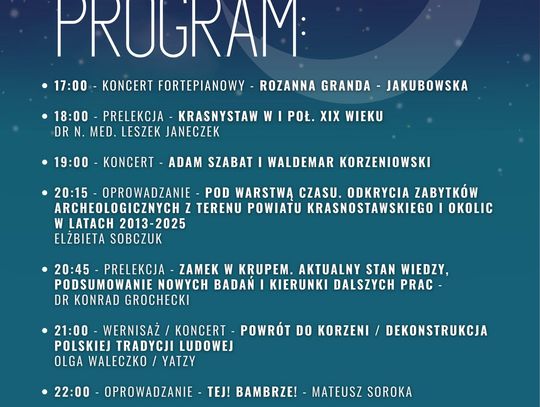 Program "Nocy Muzeów" Muzeum Regionalnego w Krasnymstawie.