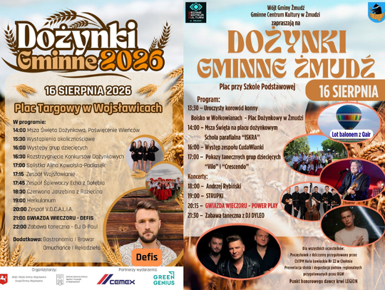 W najbliższą niedzielę odbędą się dożynki w Wojsławicach oraz w Żmudzi.