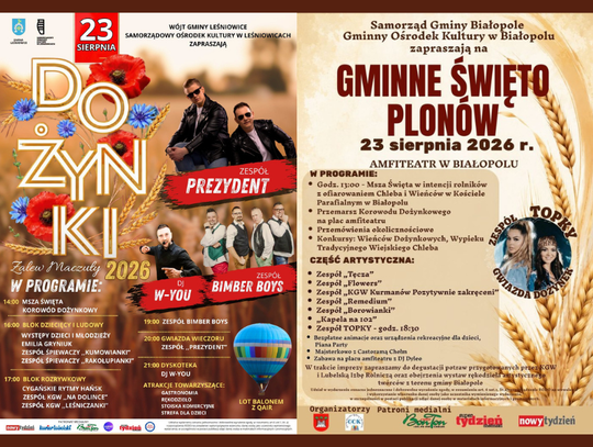 Dzisiaj mam dla was zaproszenia na kolejne święta plonów w naszym regionie.
