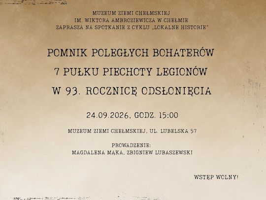 Spotkanie odbędzie się w czwartek, 24 września, o godzinie 15:00 w siedzibie Działu Historii przy ul. Lubelskiej 57.