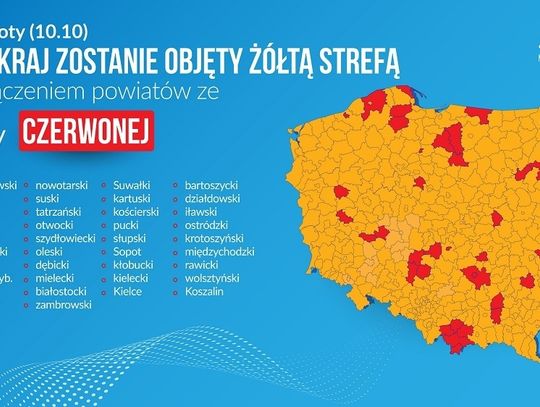 Chełm: Od soboty 10 października Chełm w żółtej strefie. Powiat włodawski objęty strefą czerwoną