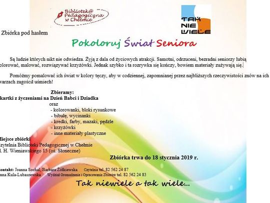 Chełm: Zrób prezent samotnym seniorom