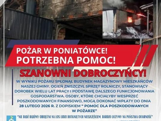 Gm. Leśniowice. Stracili budynek, a wraz z nim bezcenny sprzęt. Społeczność gminy chce pomóc pogorzelcom z Poniatówki