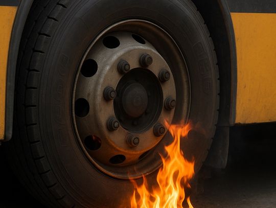 Pożar autobusu z obywatelami Ukrainy przed przejściem granicznym