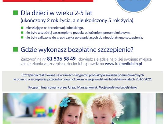 Rusza program bezpłatnych szczepień chroniących przed pneumokokami.