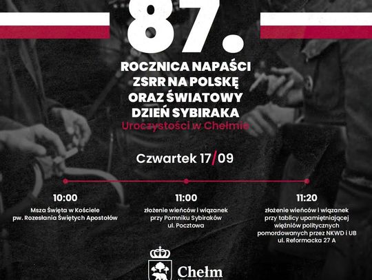 Wiadomości lokalne. 17 września – rocznica sowieckiej agresji i Dzień Sybiraka - obchody w Chełmie