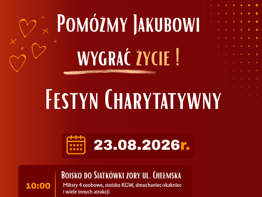 23 sierpnia w Rejowcu Fabrycznym odbędzie się sportowe wydarzenie charytatywne na rzecz 21-letniego Jakuba Kozioła.