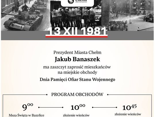 Wiadomości lokalne. Jutro chełmskie obchody 44. Dnia Pamięci Ofiar Stanu Wojennego