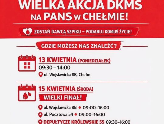 Wiadomości lokalne. Trzy lokalizacje, jeden cel. Studenci PANS zachęcają do rejestracji w bazie DKMS