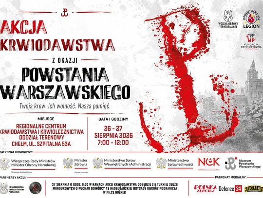 Wiadomości lokalne. Wyjątkowa zbiórka krwi w Chełmie. Będzie też turniej służb mundurowych