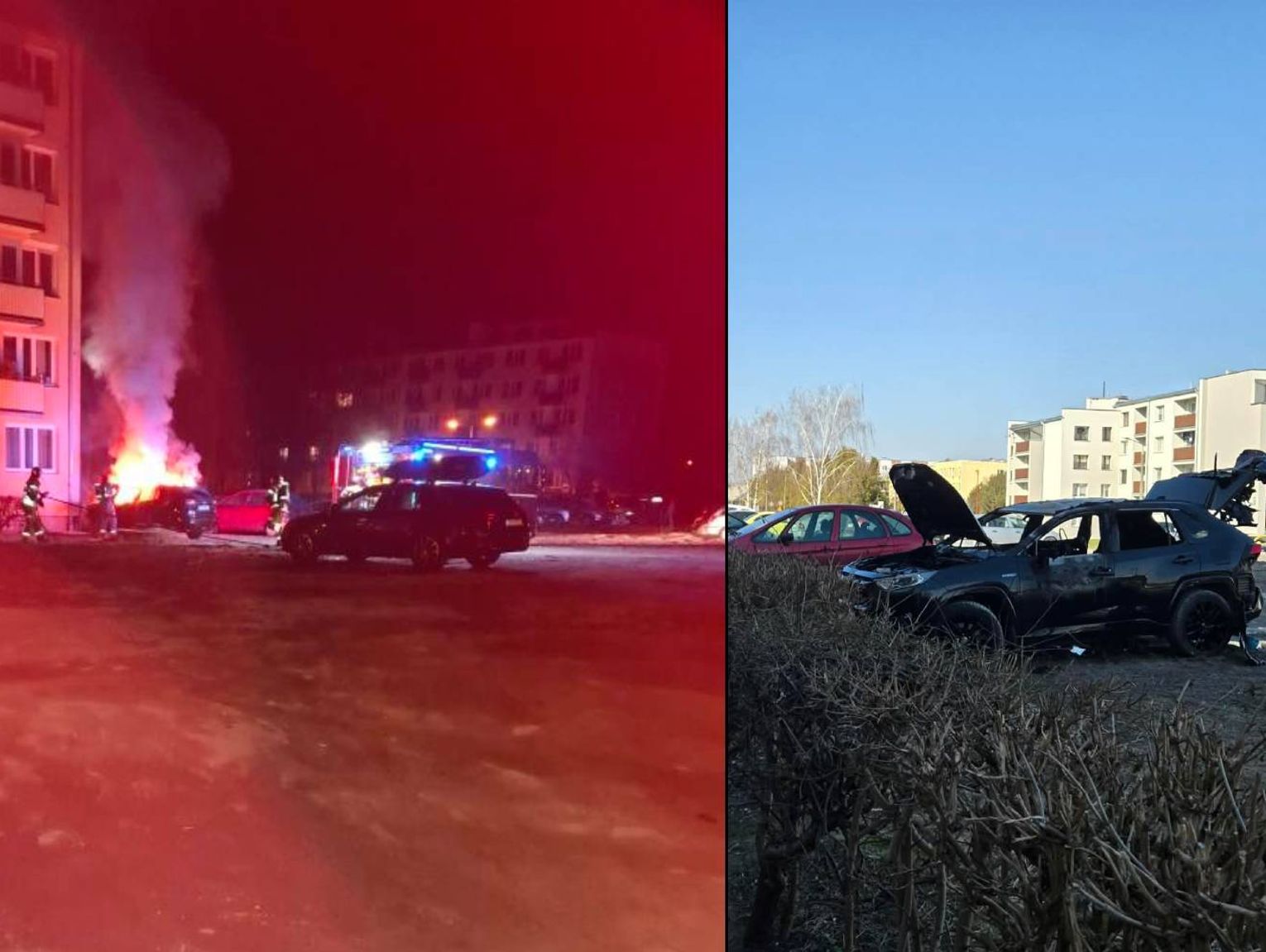 Nocny pożar auta w Chełmie. Służby nie wykluczają podpalenia