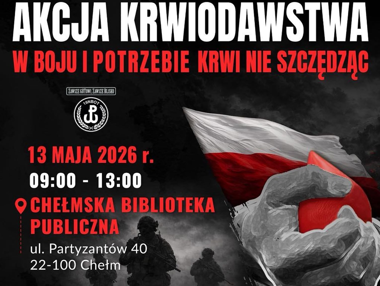 Wiadomości lokalne. Chełm: oddaj krew razem z terytorialsami