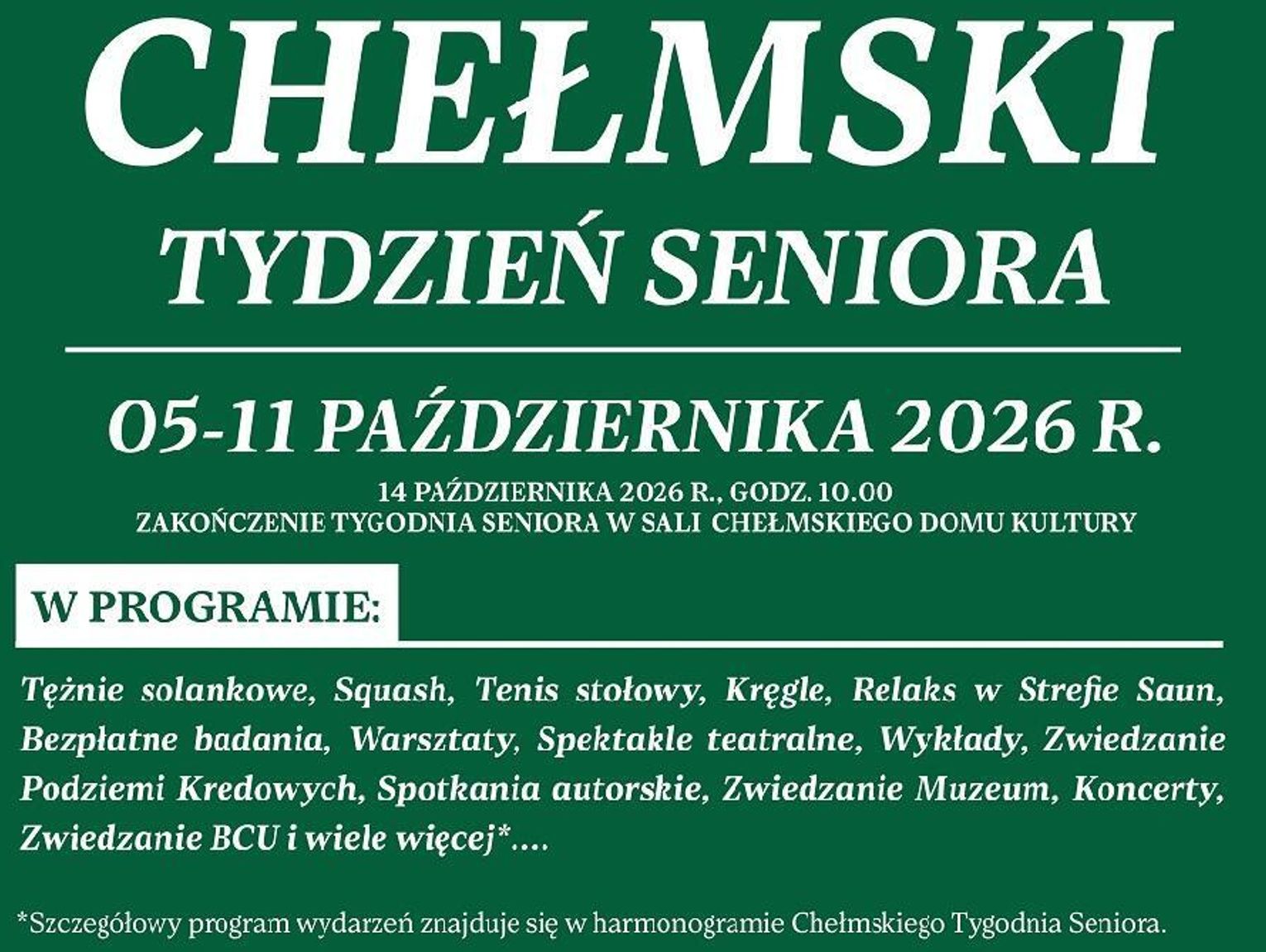 Wiadomości lokalne. Chełmskie instytucje zapraszają seniorów na badania, warsztaty i relaks