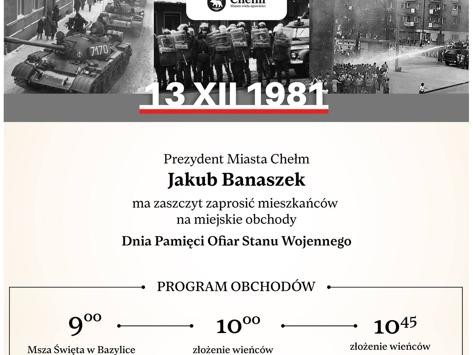 Wiadomości lokalne. Jutro chełmskie obchody 44. Dnia Pamięci Ofiar Stanu Wojennego