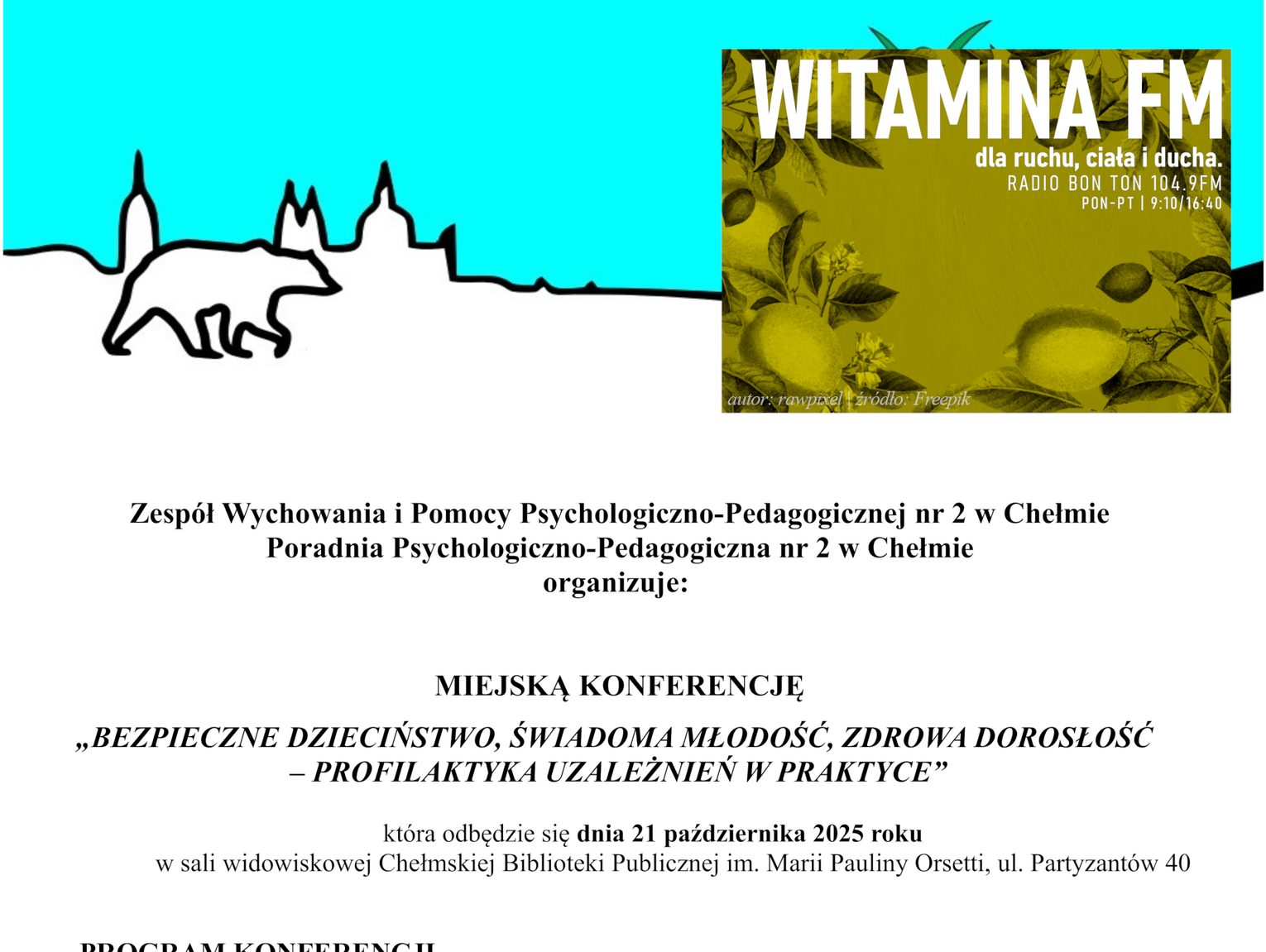 Zaproszenie na miejską konferencję dot. profilaktyki uzależnień wśród dzieci i młodzieży - Witamina FM