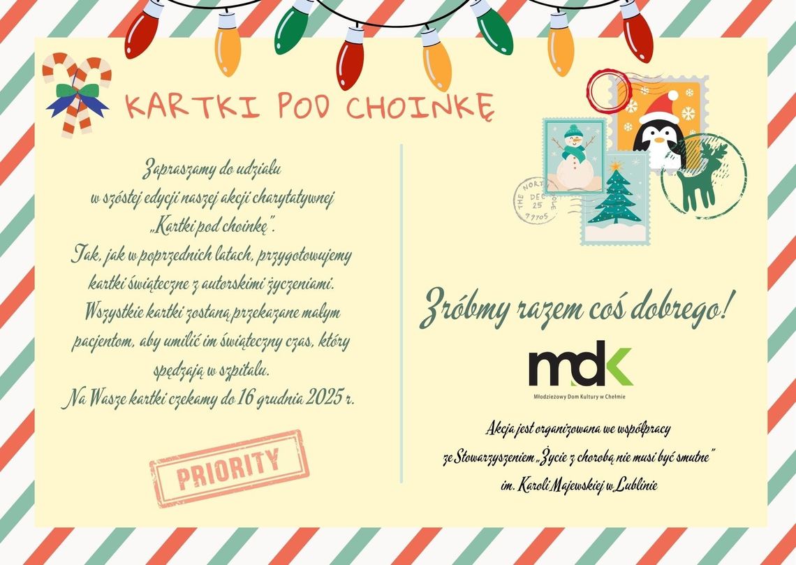 Szósta edycja „Kartek pod choinkę”. Prace można składać do 16 grudnia.