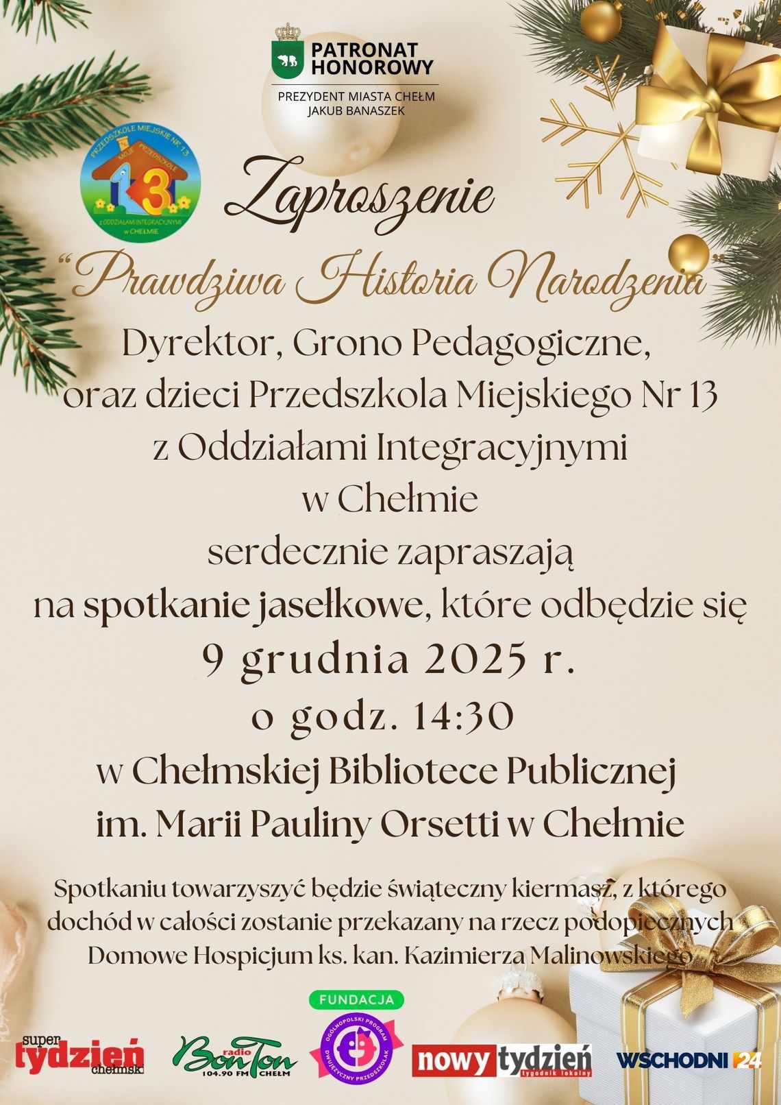 BLIŻEJ KULTURY (odc. 314) - Jaki program na grudzień przygotowała Chełmska Biblioteka Publiczna? Jasełka w wykonaniu chełmskich przedszkolaków odbędą się 9 grudnia o godzinie 14:30 w Chełmskiej Bibliotece Publicznej.