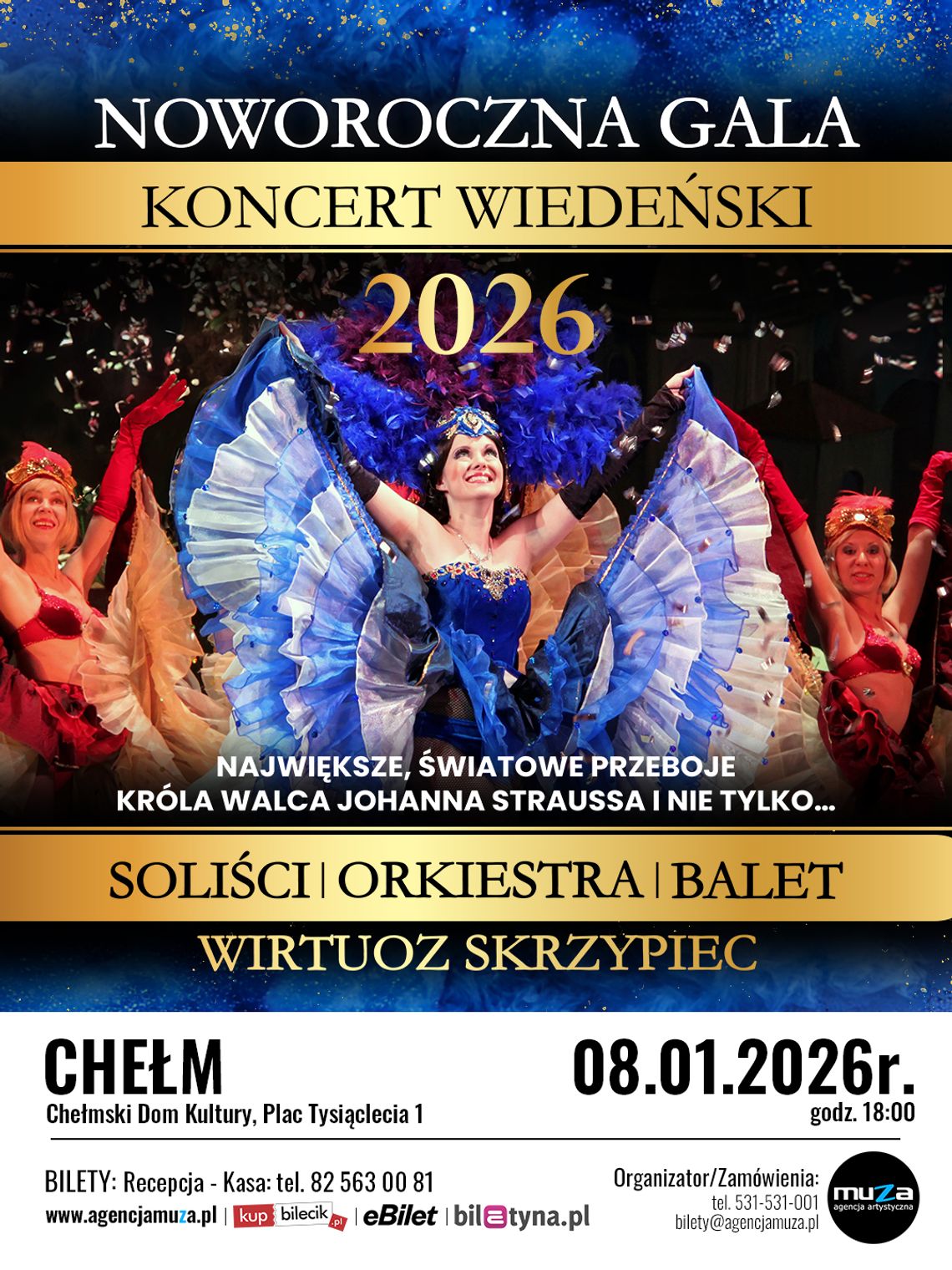 8 stycznia miłośnicy muzyki klasycznej i rozrywkowej będą mieli okazję uczestniczyć w „NOWOROCZNEJ GALI – Koncercie Wiedeńskim”.