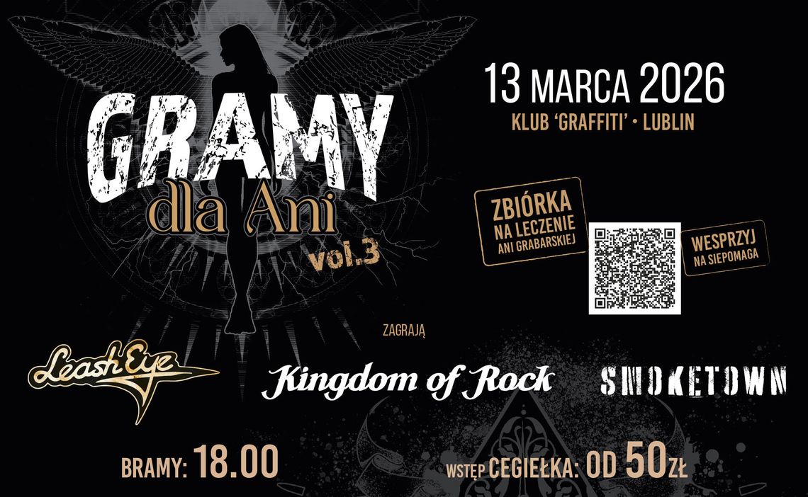 Charytatywny koncert pod nazwą "Gramy dla Ani" odbędzie się 13 marca o godzinie 18:00.