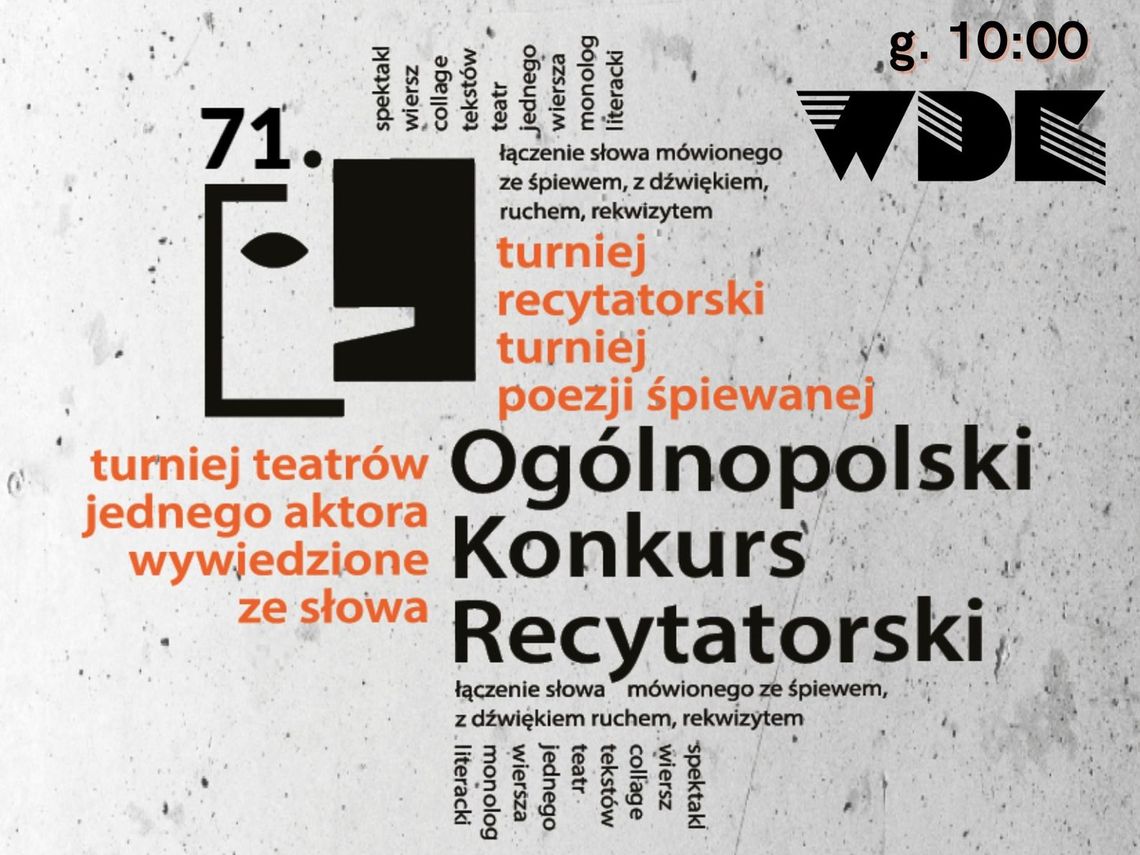 BLIŻEJ KULTURY (odc. 368) - Eliminacje powiatowe do Ogólnopolskiego Konkursu Recytatorskiego Wydarzenie zaplanowano na 27 marca, a pierwsze prezentacje konkursowe rozpoczną się o godzinie 10:00.