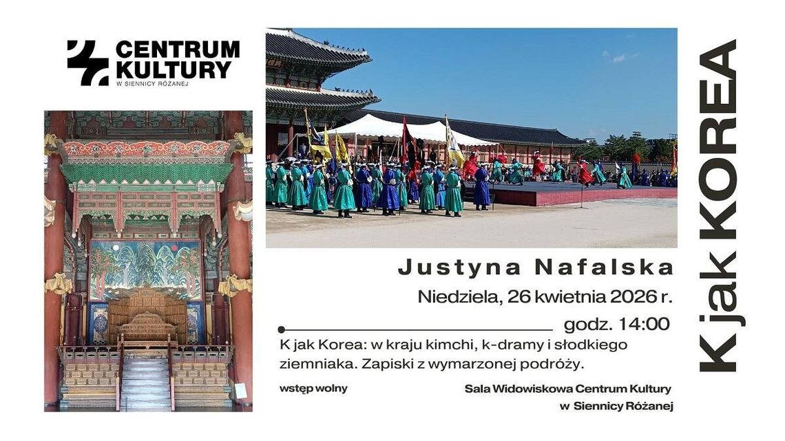 Wydarzenie odbędzie się 26 kwietnia o godzinie 14:00 w Centrum Kultury w Siennicy Różanej.