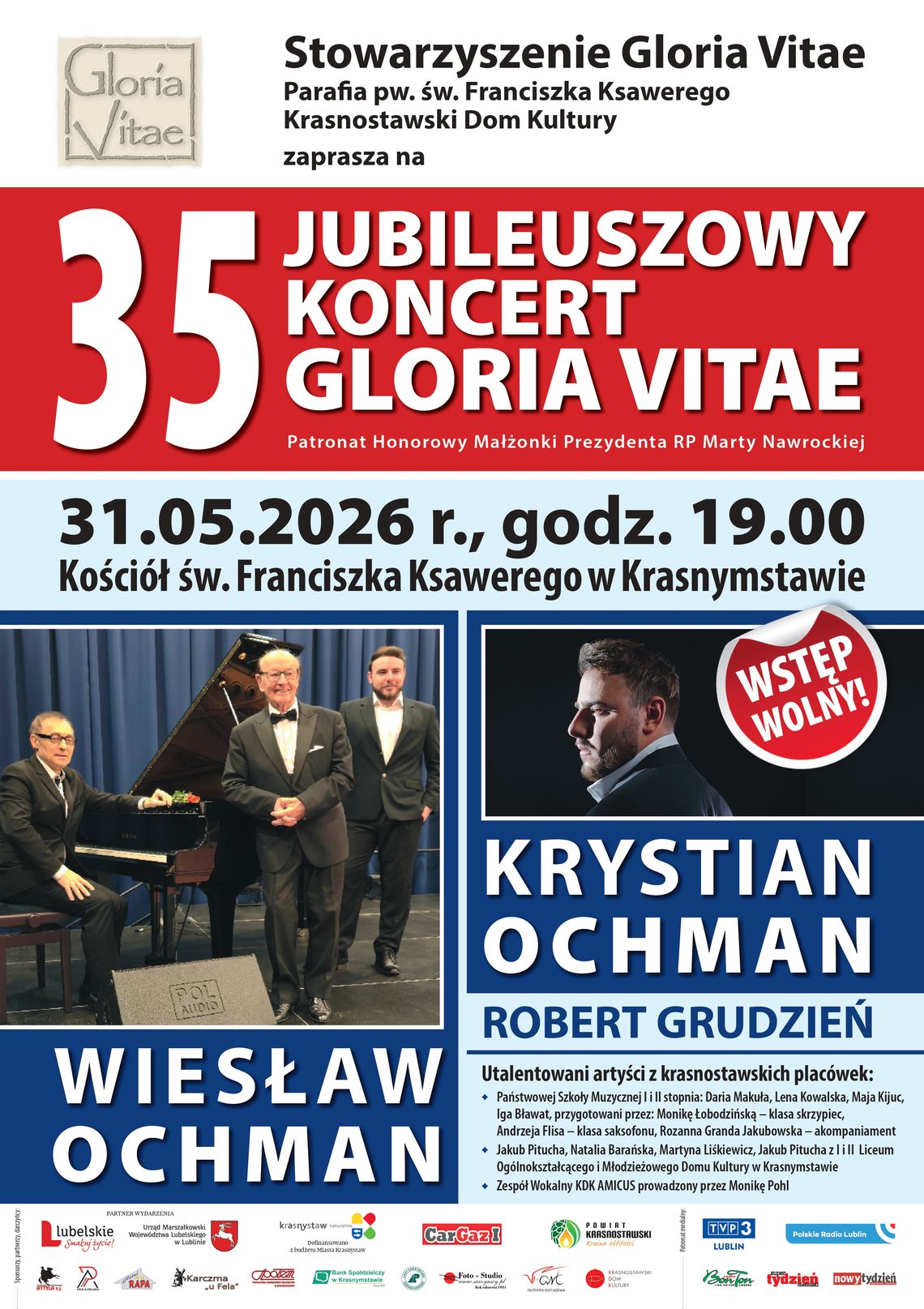 BLIŻEJ KULTURY (odc. 417) - Jubileuszowy koncert Gloria Vitae w Krasnymstawie 35. jubileuszowy koncert Gloria Vitae odbędzie się 31 maja o godzinie 19:00 w kościele pw. św. Franciszka Ksawerego w Krasnymstawie.