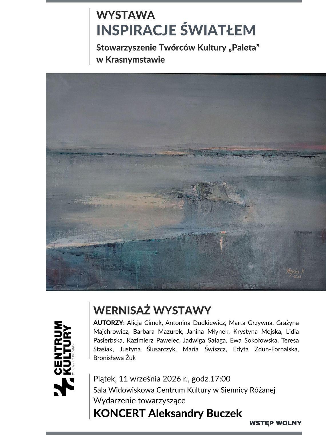BLIŻEJ KULTURY (odc. 488) - „Inspiracje Światłem” Wydarzenie odbędzie się jutro o godzinie 17:00 w sali widowiskowej Centrum Kultury.