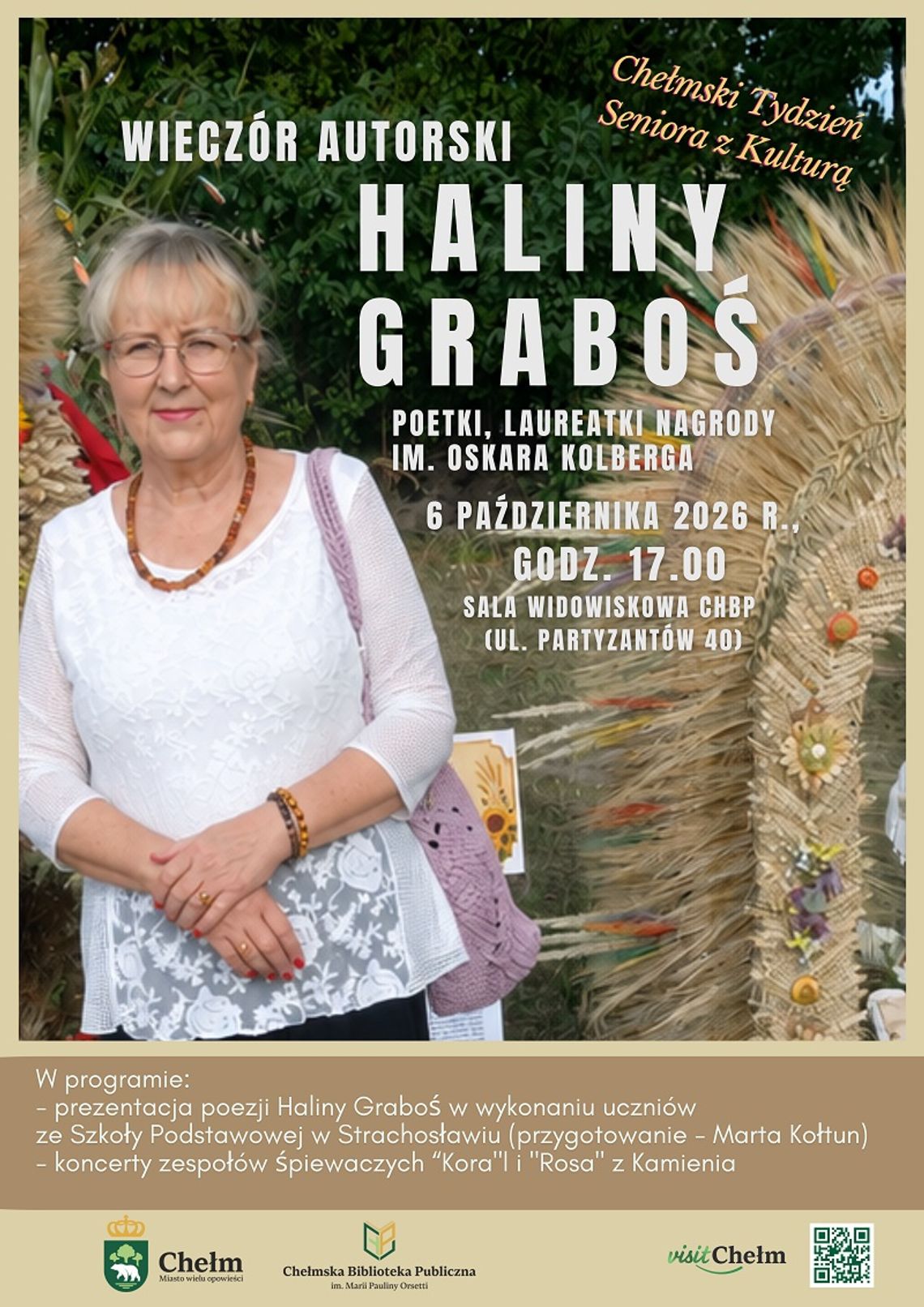 BLIŻEJ KULTURY (odc. 500) - Spotkanie autorskie z Haliną Graboś 6 października o godzinie 17.00 odbędzie się spotkanie autorskie z Haliną Graboś, poetką i laureatką Nagrody im. Oskara Kolberga 2026.