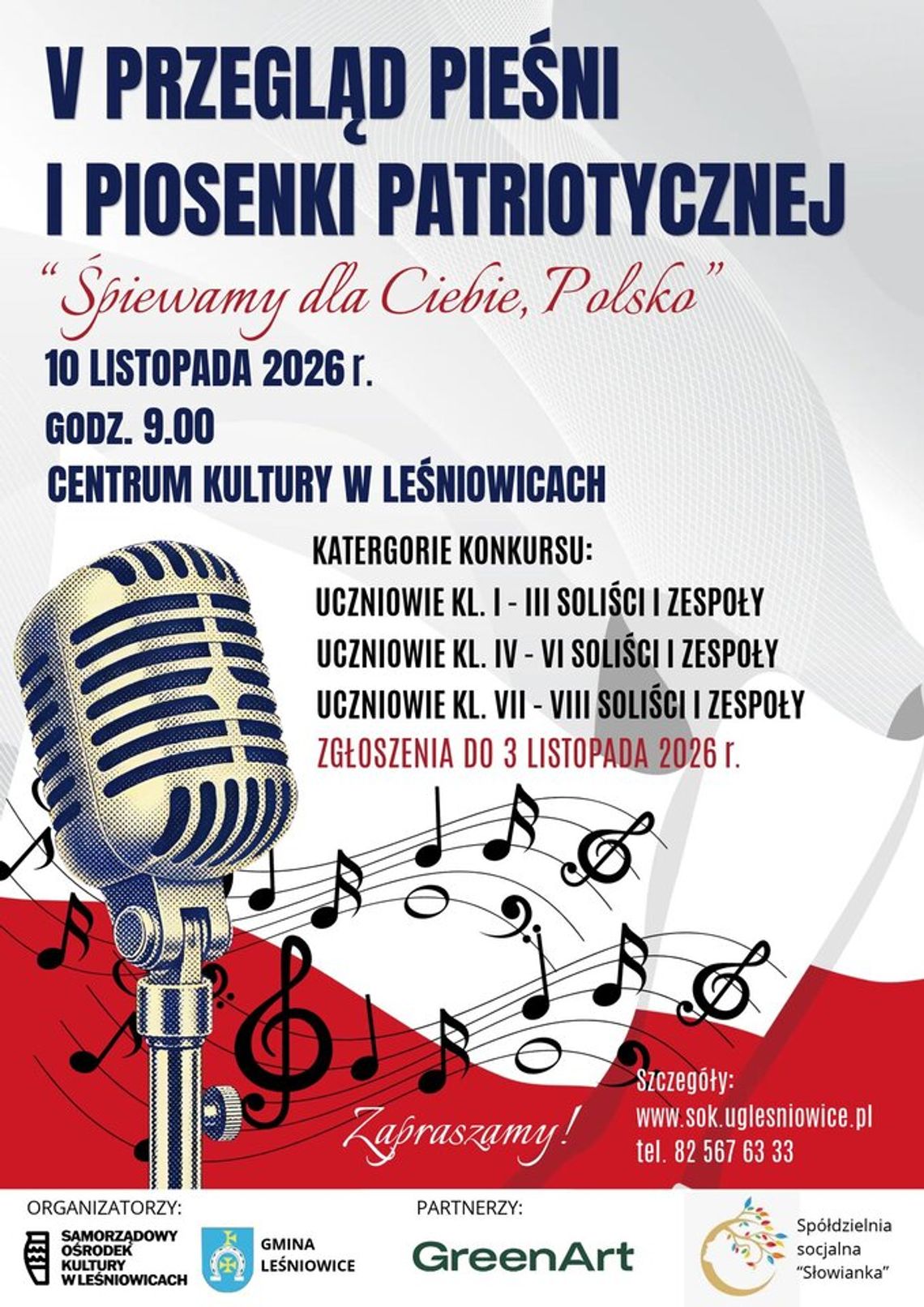 BLIŻEJ KULTURY (odc. 518) - X Przegląd Pieśni i Piosenki Patriotycznej Przesłuchania odbędą się 10 listopada, o godzinie 9:00 w Centrum Kultury w Leśniowicach.