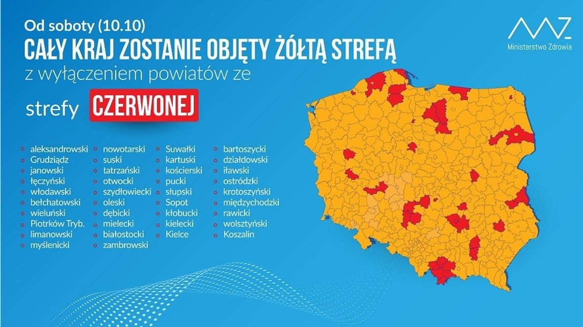 Chełm: Od soboty 10 października Chełm w żółtej strefie. Powiat włodawski objęty strefą czerwoną