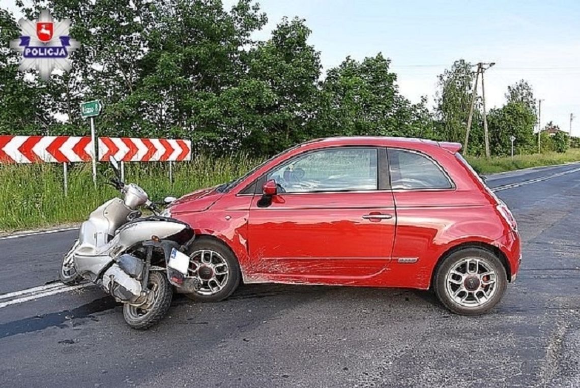 Chełm: Wypadek w Rejowcu Fabrycznym. Poszkodowany 46-letni kierowca skutera
