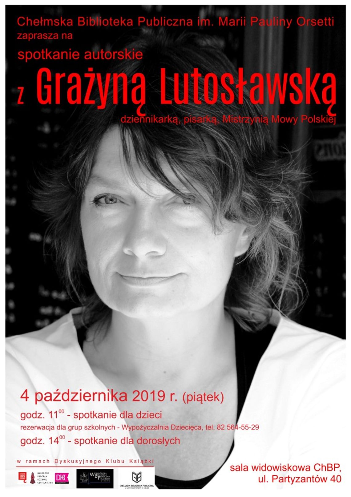 Chełmska Biblioteka Publiczna zaprasza na spotkania autorskie z Grażyną Lutosławską 