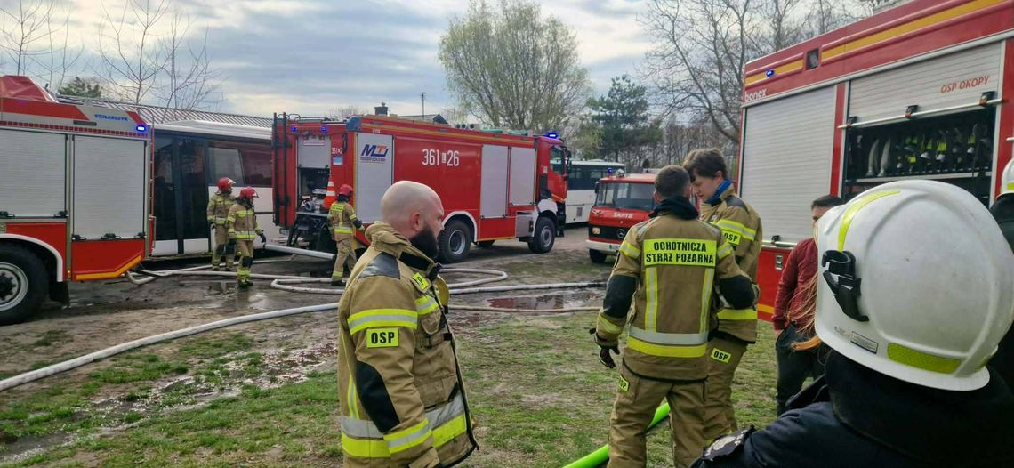 Groźny pożar w gminie Dorohusk. Płonęła hala i sześć pojazdów [ZDJĘCIA]