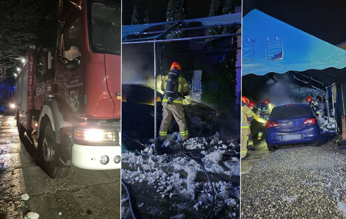 Groźny pożar w Łopienniku Nadrzecznym. Płonął samochód, w pobliżu były butle z gazem