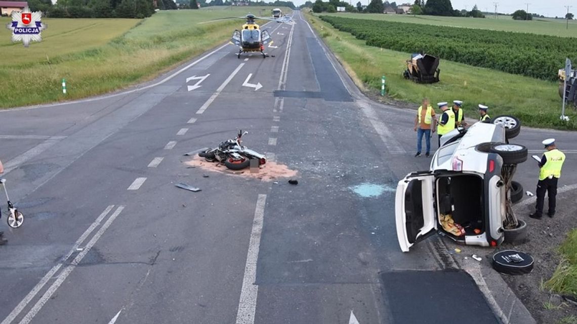 Krasnystaw: Tragiczny wypadek na obwodnicy - motocyklista i kierująca fordem zginęli