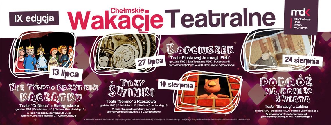 MDK zaprasza - IX Chełmskie Wakacje Teatralne