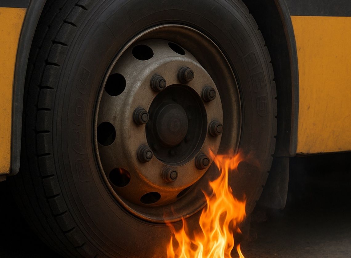 Pożar autobusu z obywatelami Ukrainy przed przejściem granicznym