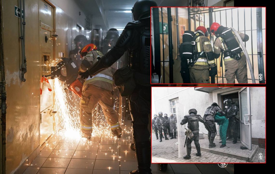 Pożar w celi i agresywni osadzeni – ćwiczenia służb w chełmskim więzieniu [ZDJĘCIA]