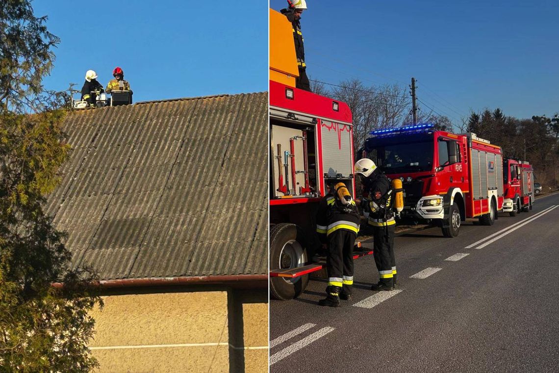 Pożar w Kraśniczynie. Ogień przeniósł się z komina na ściany poddasza Pożar w Kraśniczynie. Ogień przeniósł się z komina na ściany poddasza