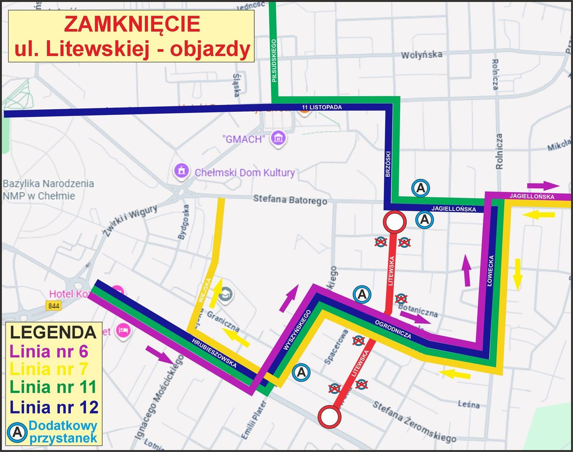 Utrudnienia na ul. Litewskiej. Cztery linie autobusowe jeżdżą objazdem Utrudnienia na ul. Litewskiej. Cztery linie autobusowe jeżdżą objazdem