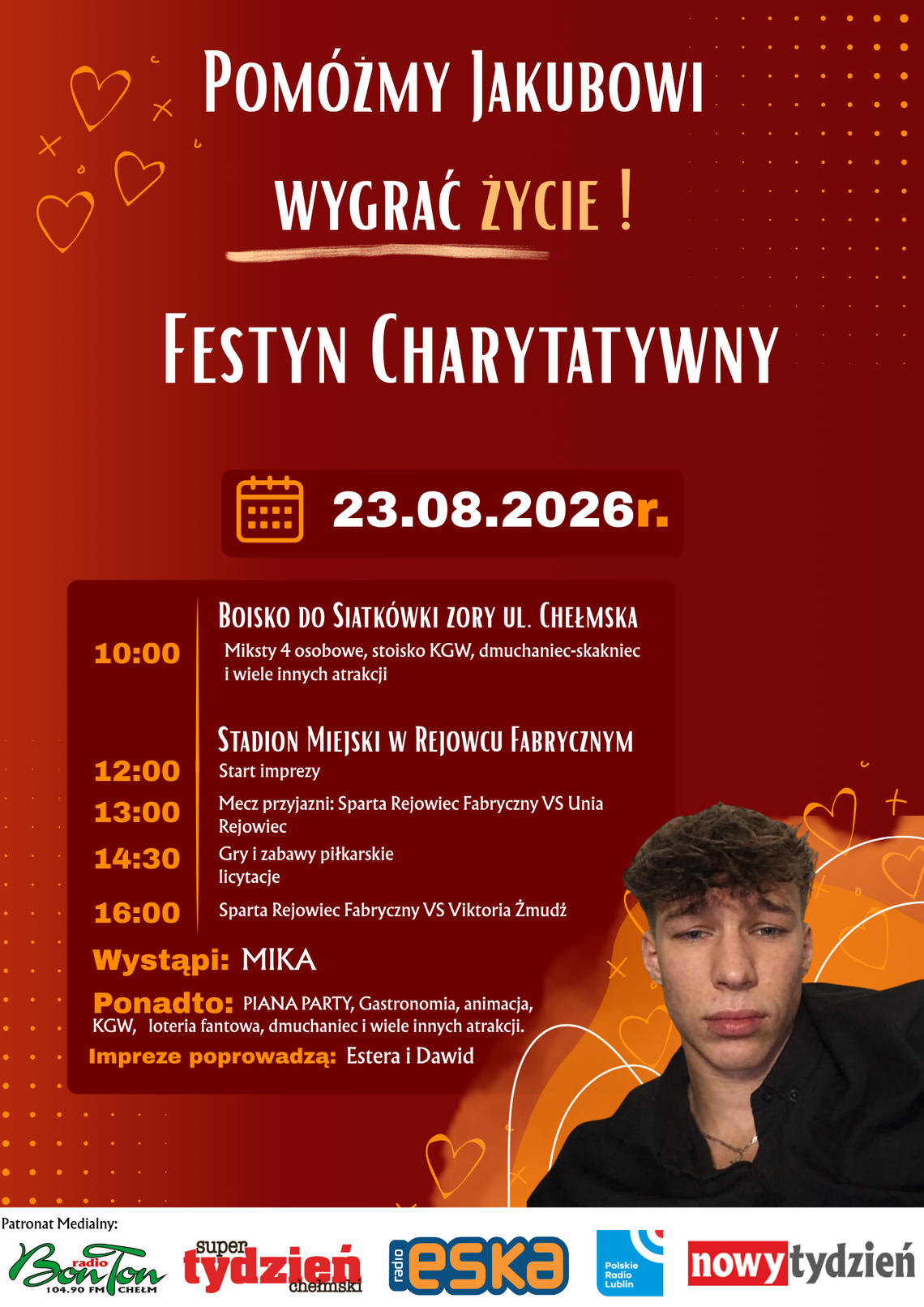 23 sierpnia w Rejowcu Fabrycznym odbędzie się sportowe wydarzenie charytatywne na rzecz 21-letniego Jakuba Kozioła.