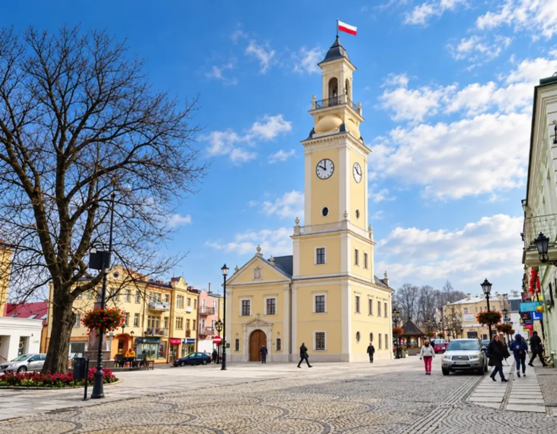 Wizualizacja przedstawiająca możliwy wygląd odbudowanego ratusza na placu Łuczkowskiego w Chełmie.