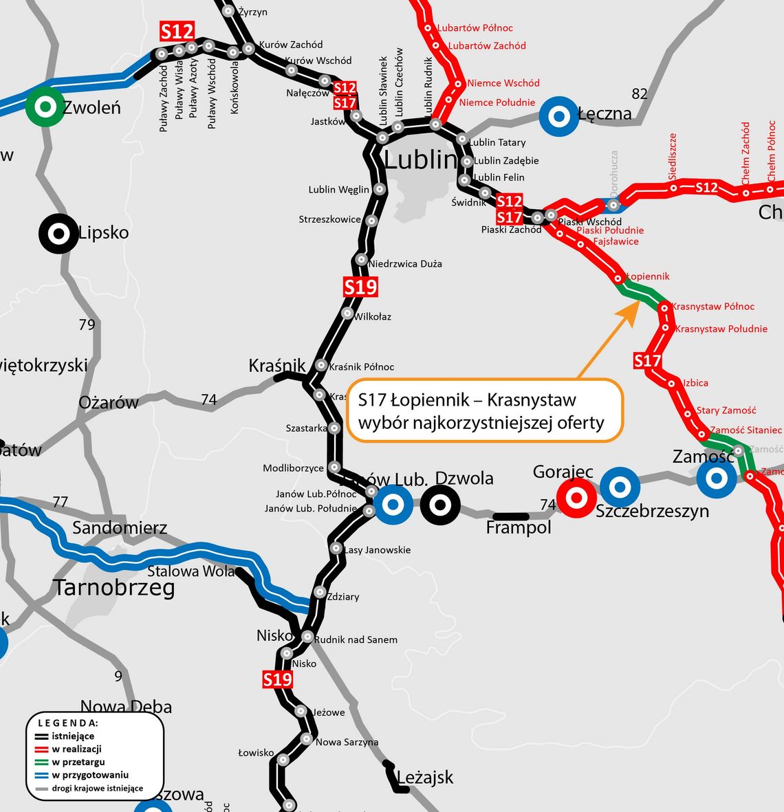 Wiadomości lokalne. Kolejny krok do budowy S17 Łopiennik–Krasnystaw. Wyłoniono wykonawcę ekspresówki Jest wykonawca odcinka drogi ekspresowej S17 między Łopiennikiem a Krasnymstawem.