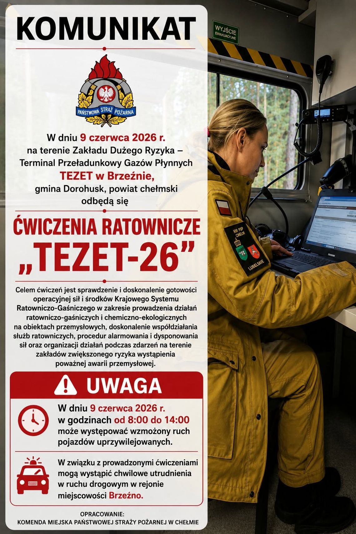 9 czerwca w rejonie Brzeźna odbędą się planowane ćwiczenia służb ratowniczych.