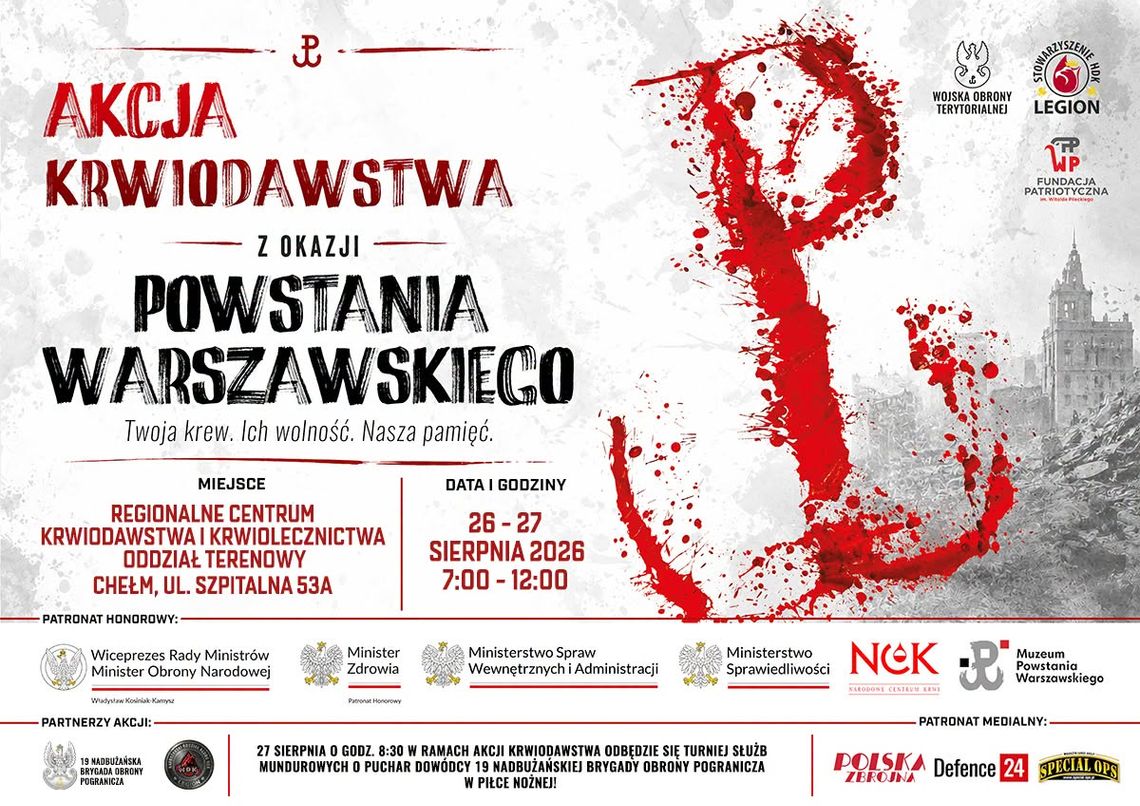 Wiadomości lokalne. Wyjątkowa zbiórka krwi w Chełmie. Będzie też turniej służb mundurowych Wiadomości lokalne. Wyjątkowa zbiórka krwi w Chełmie. Będzie też turniej służb mundurowych