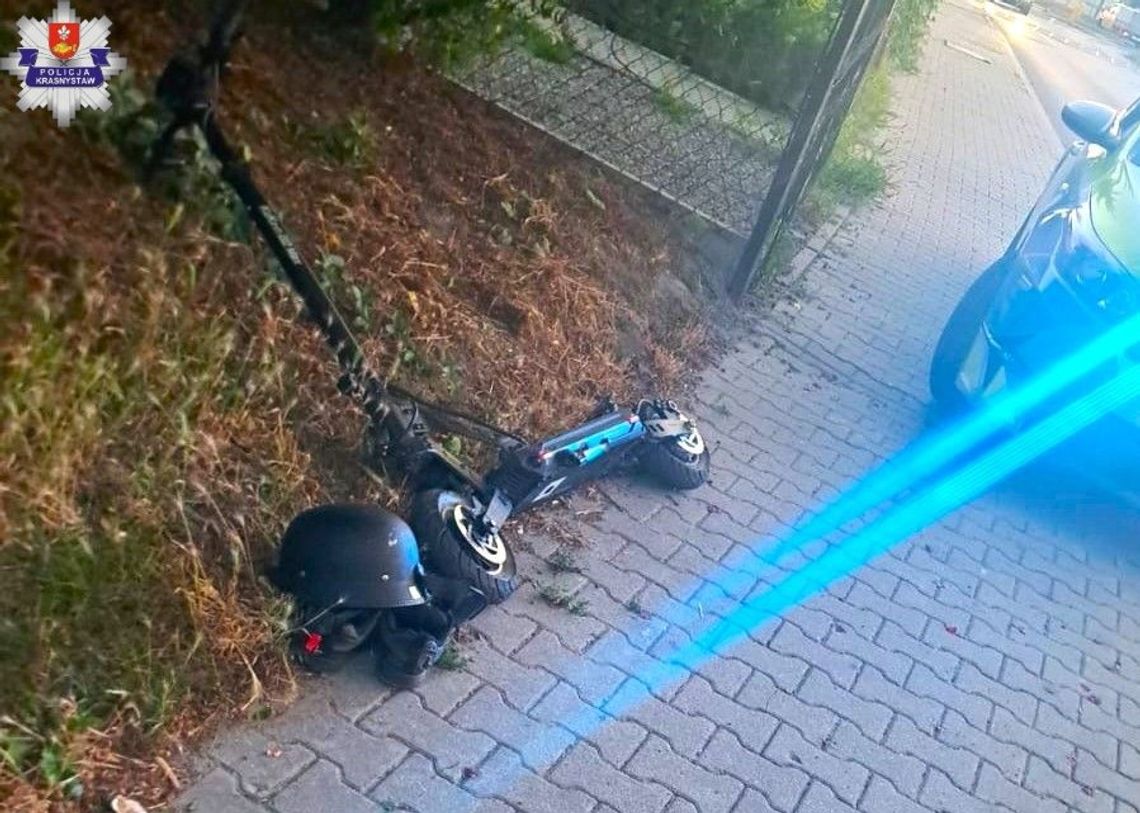 Wiadomości lokalne - Wypadek na hulajnodze elektrycznej O tym, jak niebezpieczna może być jazda hulajnogą elektryczną, przekonał się wczoraj wieczorem 14-latek podróżujący ulicami Krasnegostawu.