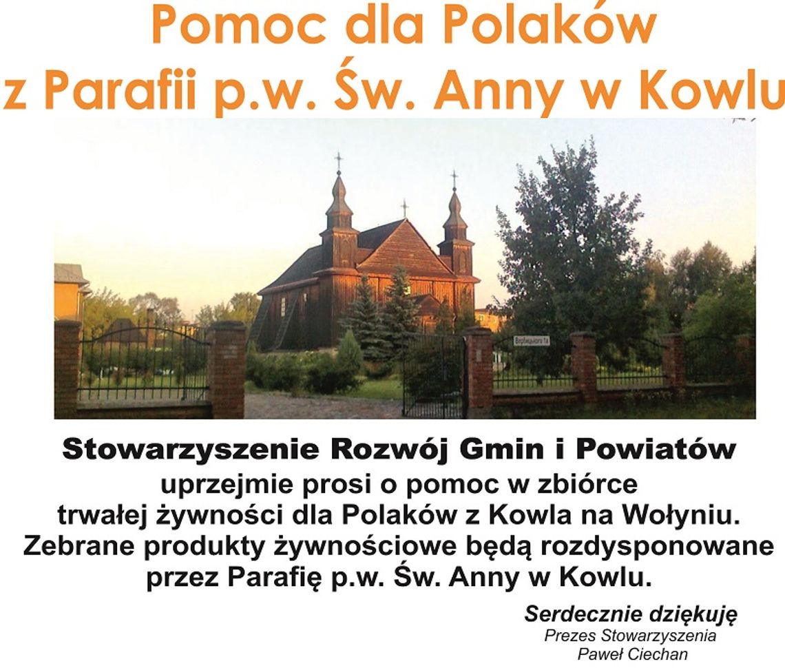 Zbiórka żywności dla Polaków z Kowla
