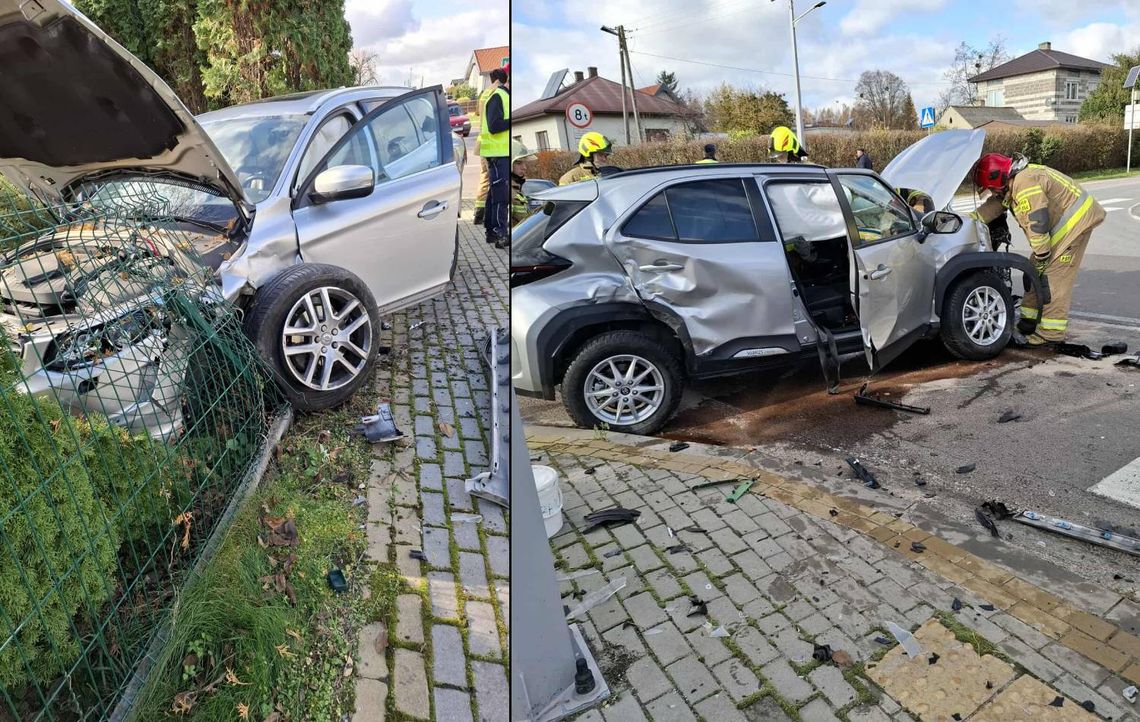 Zderzenie volvo i toyoty w Busównie. Dwie osoby w szpitalu. System eCall powiadomił służby